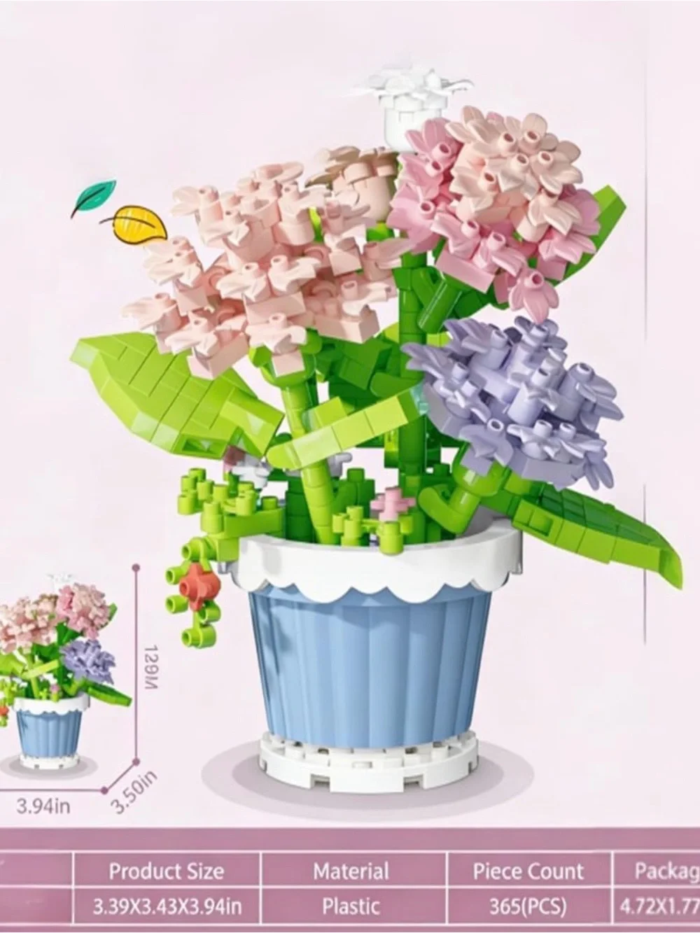 Pastel Bloom Building Block Flower Pot - Pink, Lavender & Green